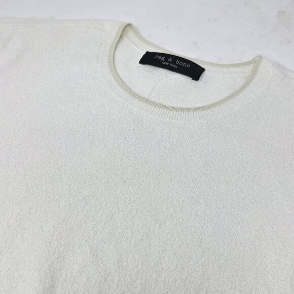 Rag And Bone White French Terry Button Up Men’s Short Sleeve Shirt Sz Medium M - Picture 1 of 5